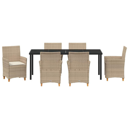 Garden Dining Set 7 pcs Beige Poly Rattan
