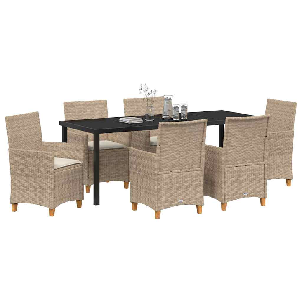 Garden Dining Set 7 pcs Beige Poly Rattan