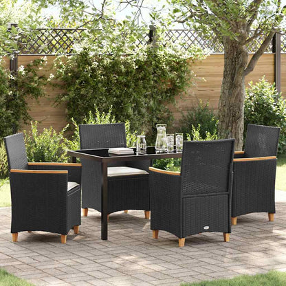 Garden Dining Set 5 pcs Black Poly Rattan