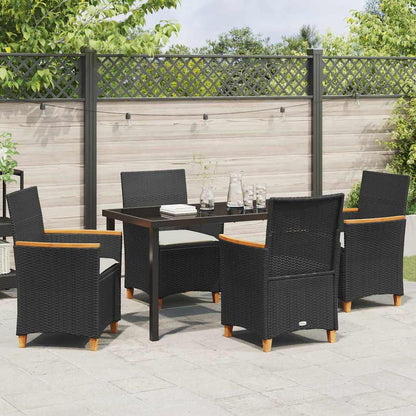 Garden Dining Set 5 pcs Black Poly Rattan