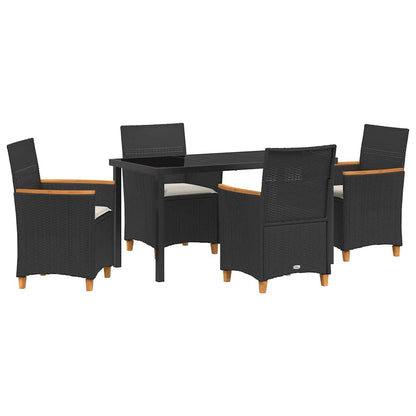 Garden Dining Set 5 pcs Black Poly Rattan