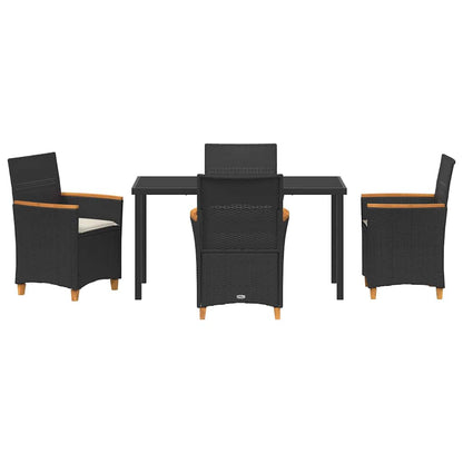 Garden Dining Set 5 pcs Black Poly Rattan