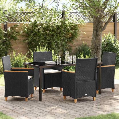 Garden Dining Set 5 pcs Black Poly Rattan