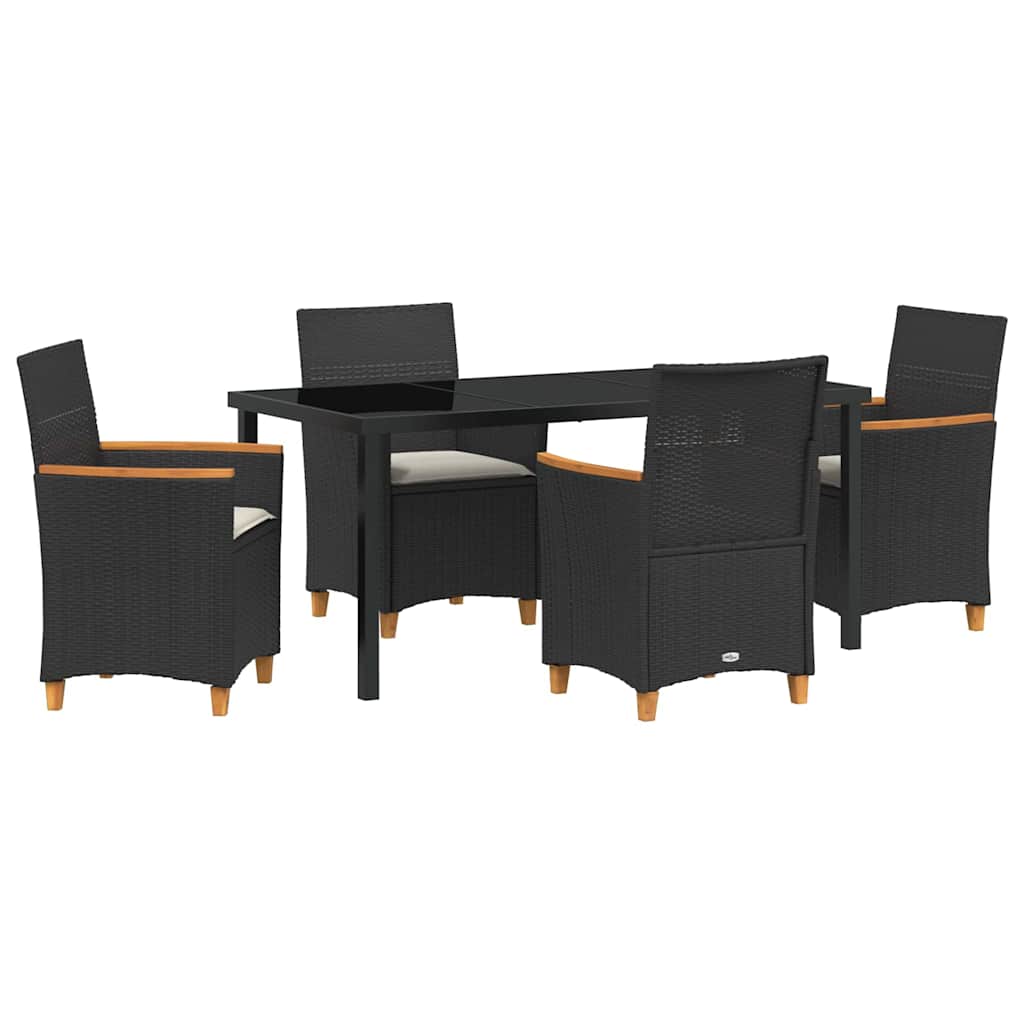 Garden Dining Set 5 pcs Black Poly Rattan