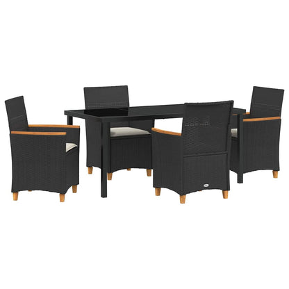 Garden Dining Set 5 pcs Black Poly Rattan