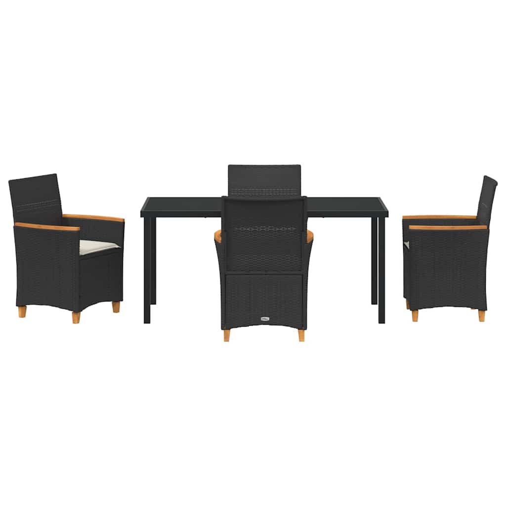 Garden Dining Set 5 pcs Black Poly Rattan
