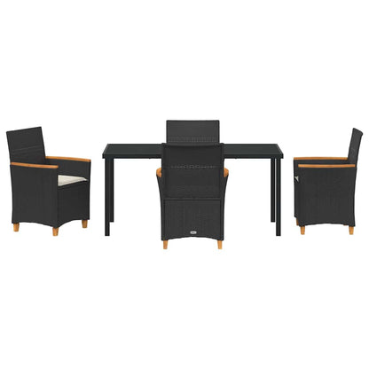 Garden Dining Set 5 pcs Black Poly Rattan