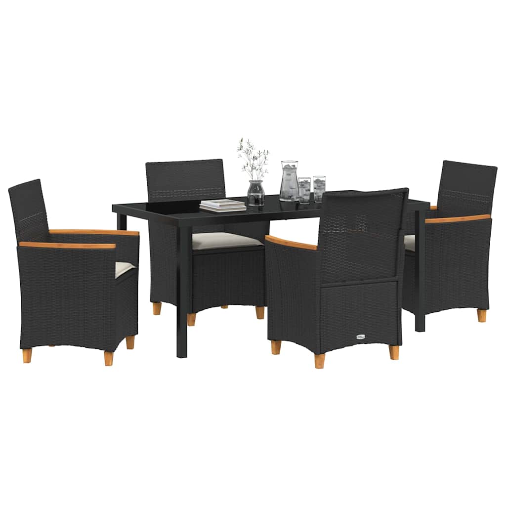 Garden Dining Set 5 pcs Black Poly Rattan