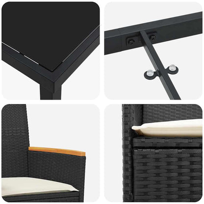 Garden Dining Set 7 pcs Black Poly Rattan