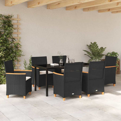 Garden Dining Set 7 pcs Black Poly Rattan