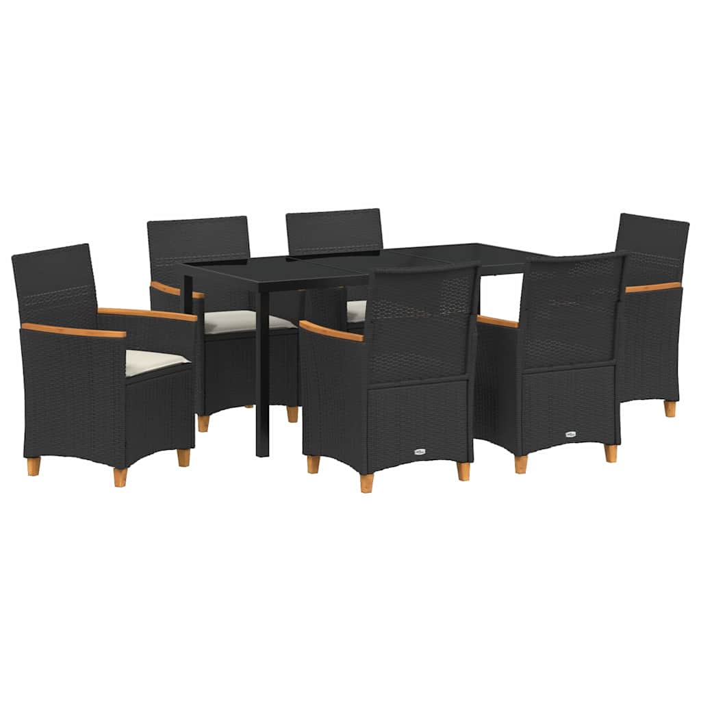 Garden Dining Set 7 pcs Black Poly Rattan