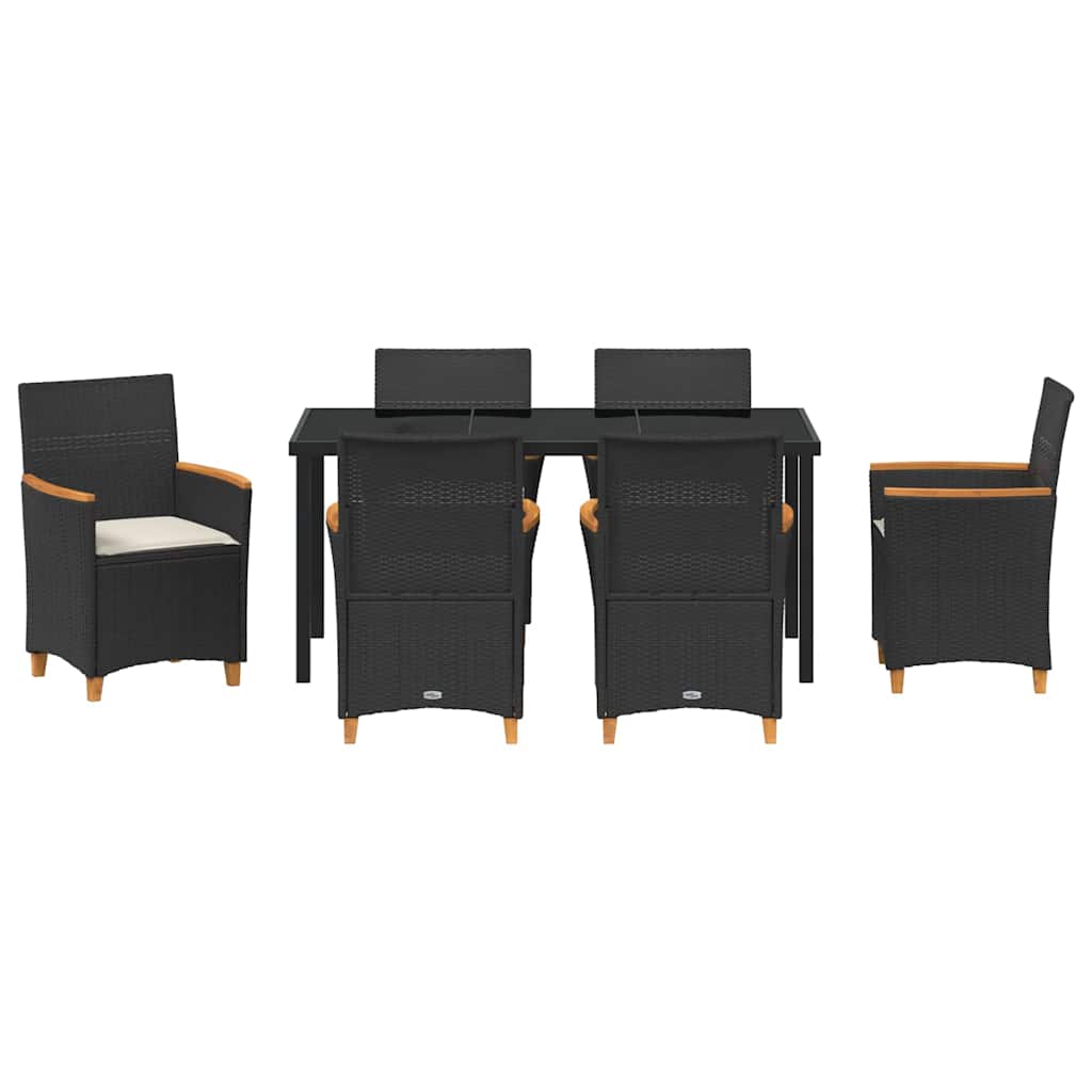 Garden Dining Set 7 pcs Black Poly Rattan