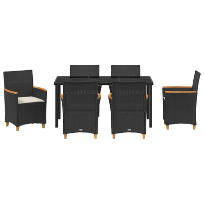 Garden Dining Set 7 pcs Black Poly Rattan
