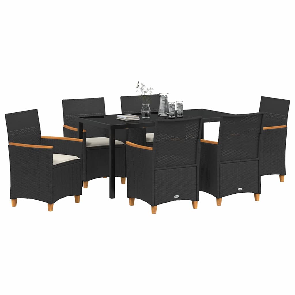 Garden Dining Set 7 pcs Black Poly Rattan