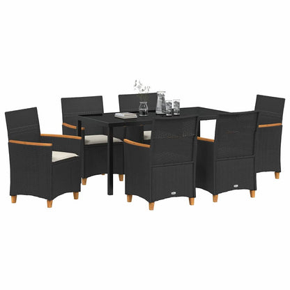 Garden Dining Set 7 pcs Black Poly Rattan