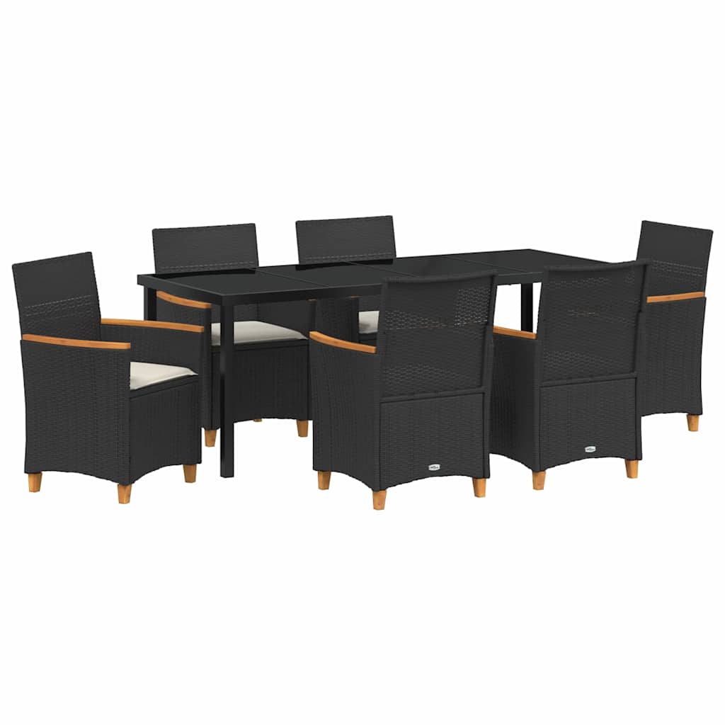 Garden Dining Set 7 pcs Black Poly Rattan
