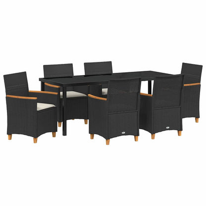 Garden Dining Set 7 pcs Black Poly Rattan