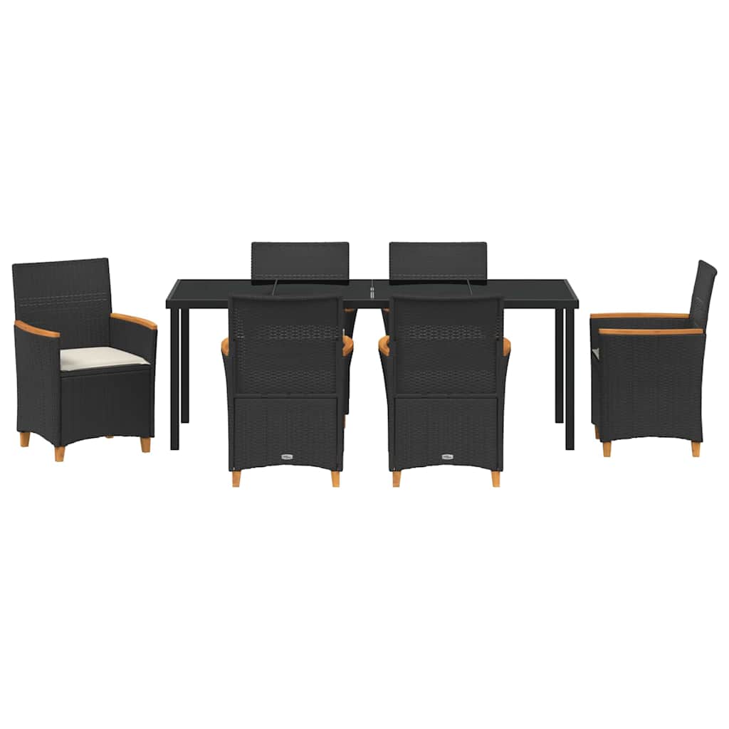 Garden Dining Set 7 pcs Black Poly Rattan