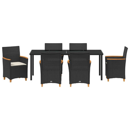 Garden Dining Set 7 pcs Black Poly Rattan