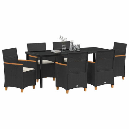 Garden Dining Set 7 pcs Black Poly Rattan
