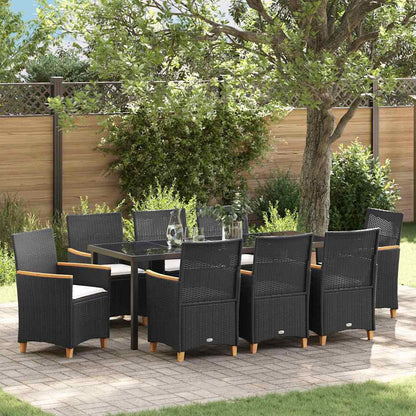 Garden Dining Set 9 pcs Black Poly Rattan