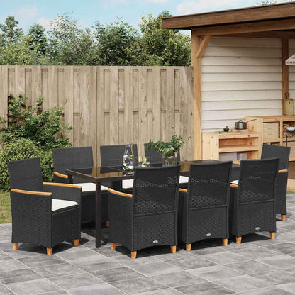 Garden Dining Set 9 pcs Black Poly Rattan