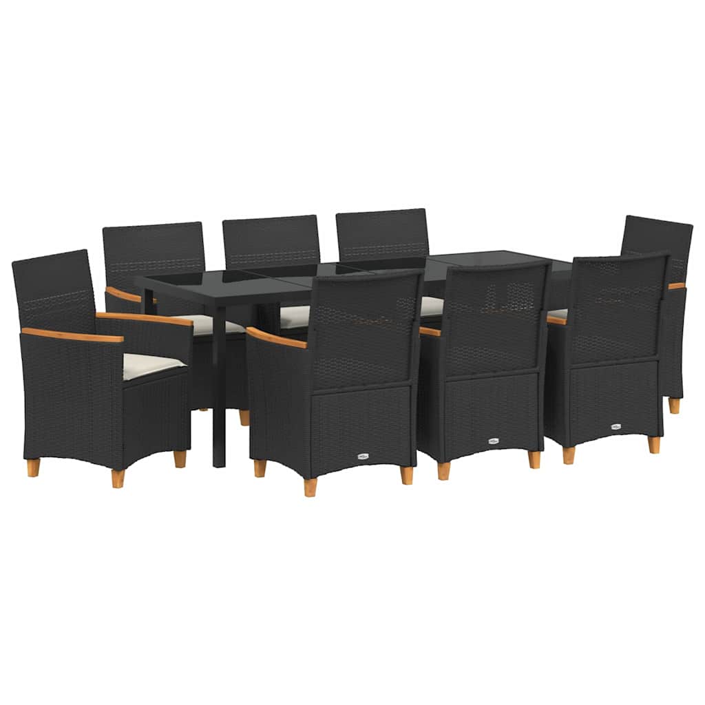 Garden Dining Set 9 pcs Black Poly Rattan