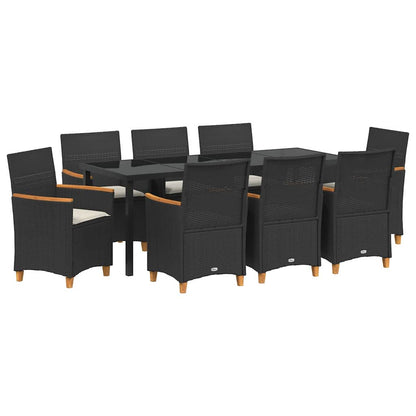 Garden Dining Set 9 pcs Black Poly Rattan