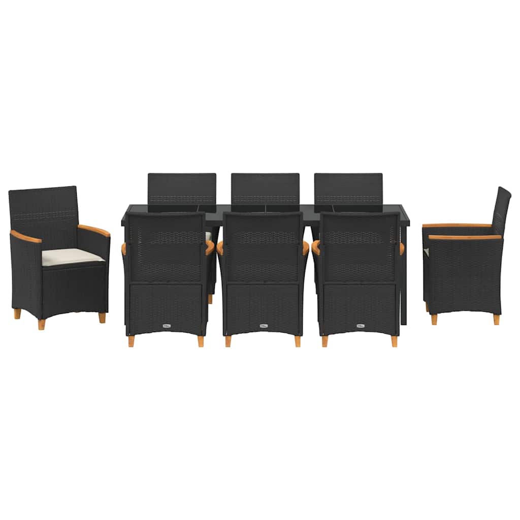 Garden Dining Set 9 pcs Black Poly Rattan