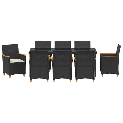 Garden Dining Set 9 pcs Black Poly Rattan