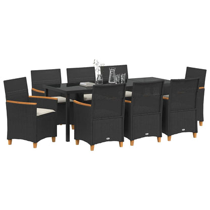 Garden Dining Set 9 pcs Black Poly Rattan