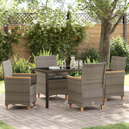 Garden Dining Set 5 pcs Grey Poly Rattan