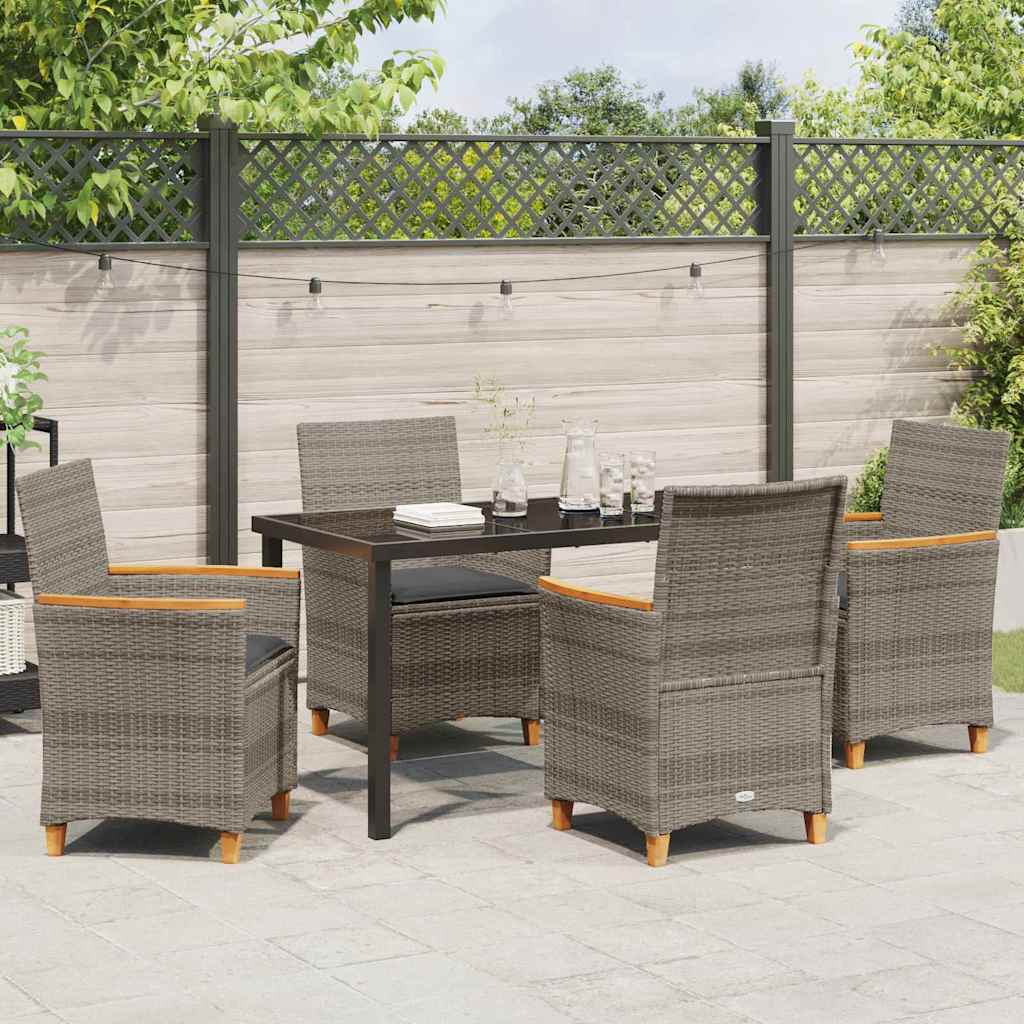 Garden Dining Set 5 pcs Grey Poly Rattan