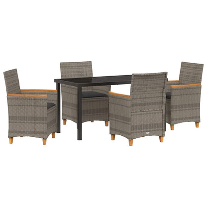 Garden Dining Set 5 pcs Grey Poly Rattan