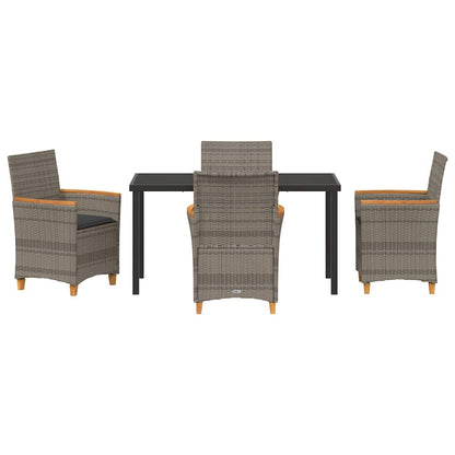 Garden Dining Set 5 pcs Grey Poly Rattan