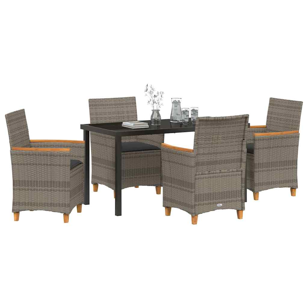 Garden Dining Set 5 pcs Grey Poly Rattan