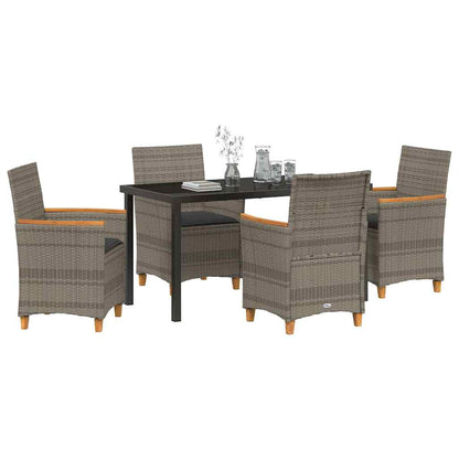 Garden Dining Set 5 pcs Grey Poly Rattan