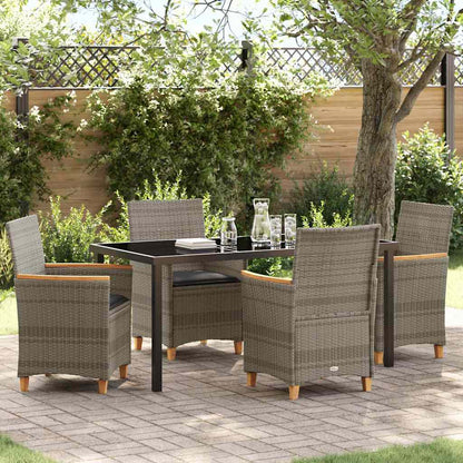 Garden Dining Set 5 pcs Grey Poly Rattan