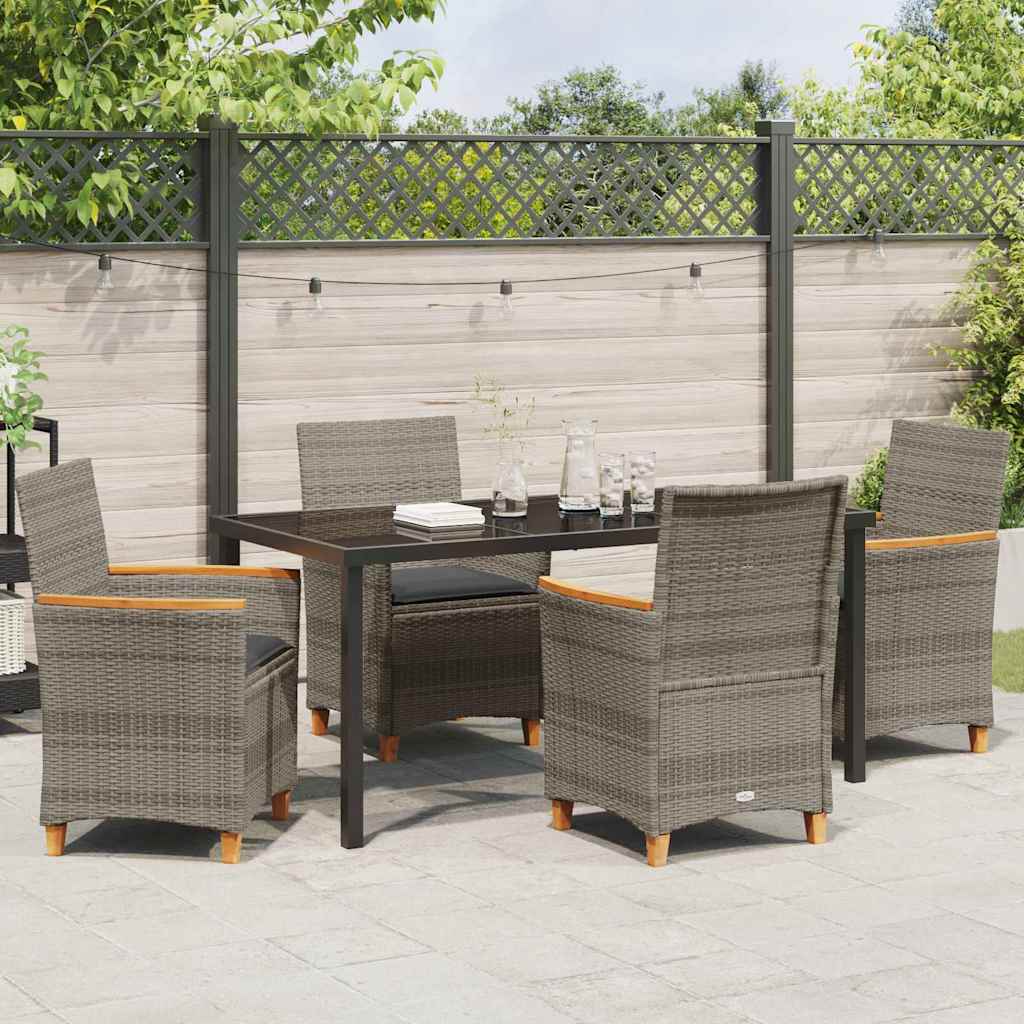 Garden Dining Set 5 pcs Grey Poly Rattan