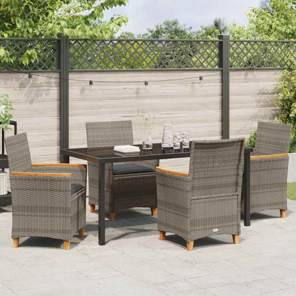 Garden Dining Set 5 pcs Grey Poly Rattan
