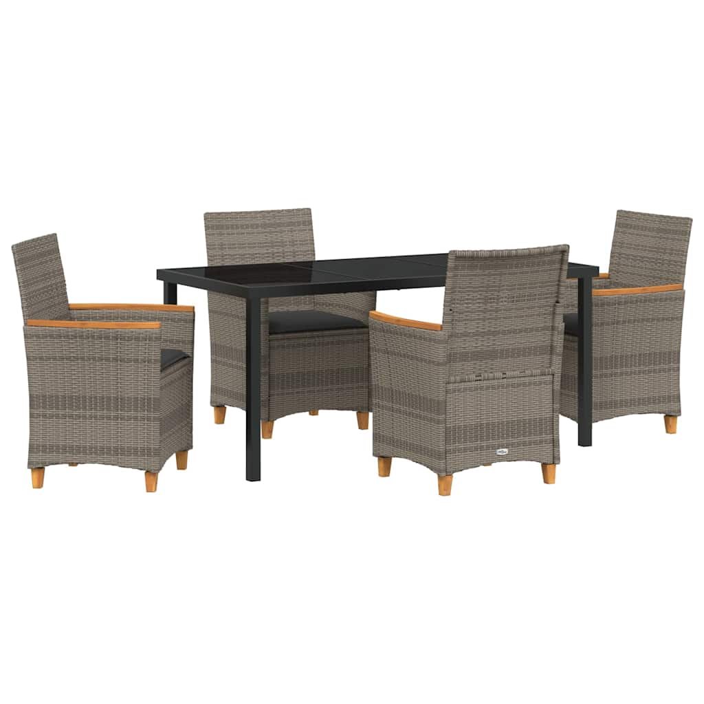 Garden Dining Set 5 pcs Grey Poly Rattan