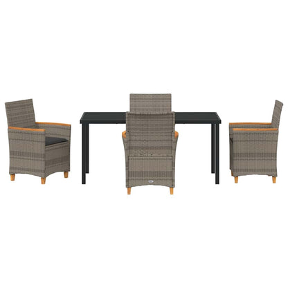 Garden Dining Set 5 pcs Grey Poly Rattan