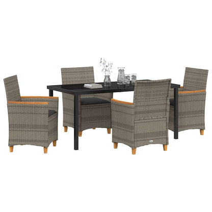 Garden Dining Set 5 pcs Grey Poly Rattan