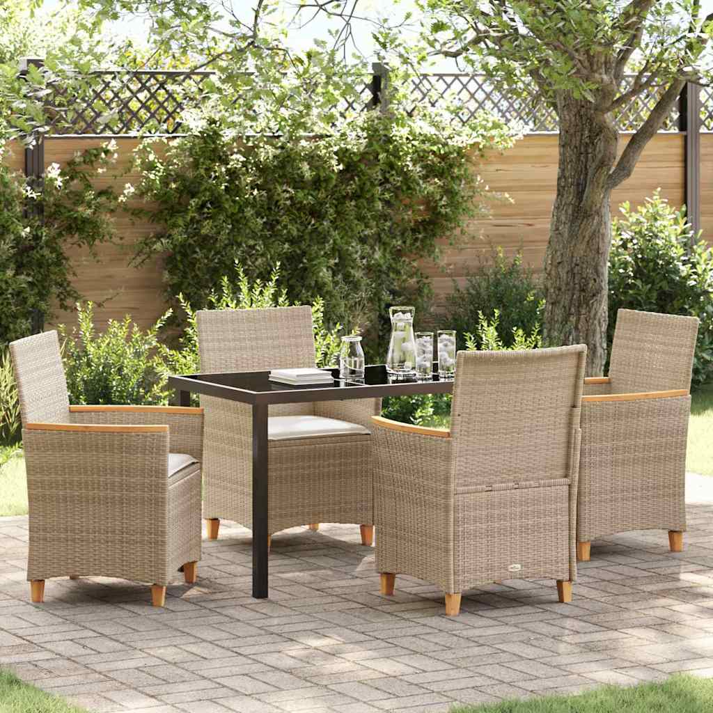 Garden Dining Set 5 pcs Beige Poly Rattan