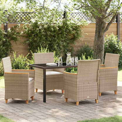 Garden Dining Set 5 pcs Beige Poly Rattan