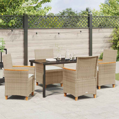 Garden Dining Set 5 pcs Beige Poly Rattan