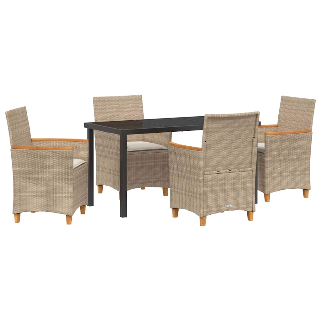 Garden Dining Set 5 pcs Beige Poly Rattan