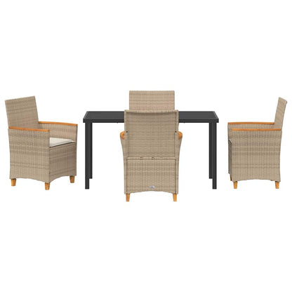 Garden Dining Set 5 pcs Beige Poly Rattan