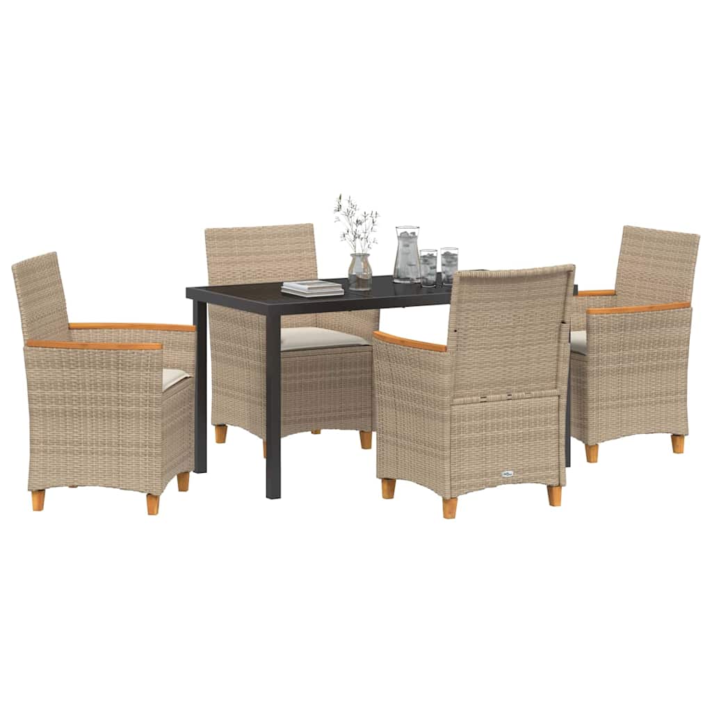 Garden Dining Set 5 pcs Beige Poly Rattan