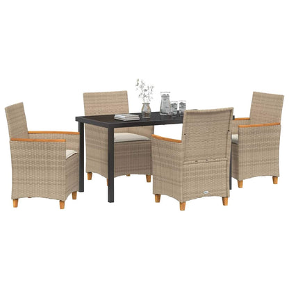 Garden Dining Set 5 pcs Beige Poly Rattan